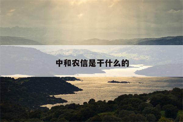 中和農信(中和農信的貸款正規嗎)-添財網